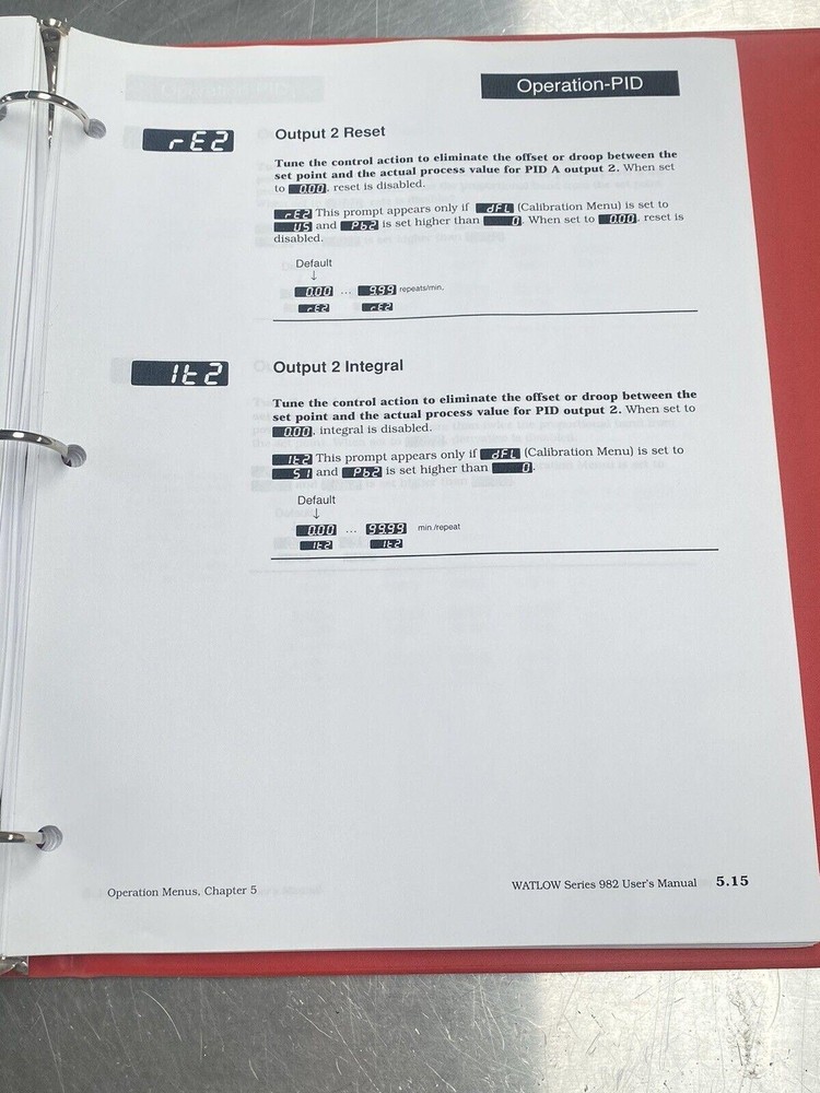 Watlow Series 982 1/8 DIN Microprocessor-based Controller - Users Manual / Book