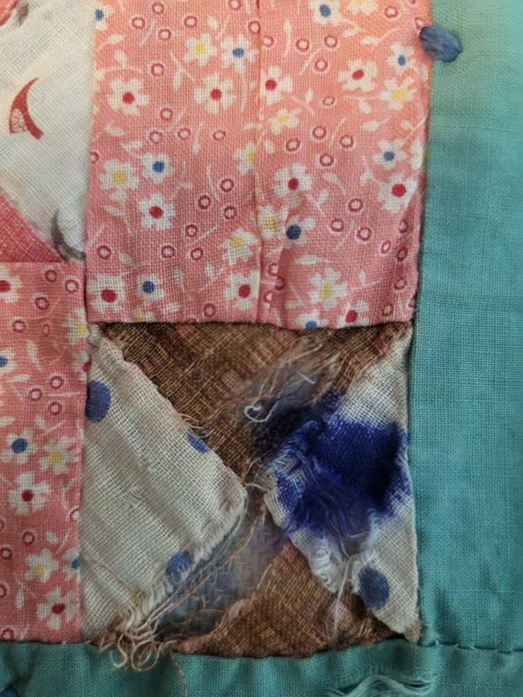Hand -Tyed Patchwork Quilt Needs Repairs