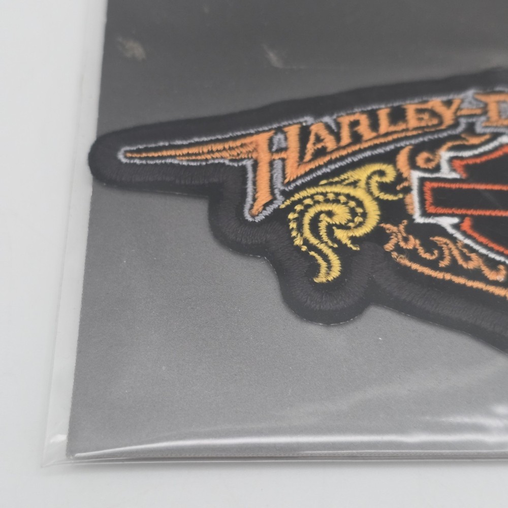 Harley Davidson Embroidered Emblem Cloth Patch Shield Wings, Tattoo Scroll Work