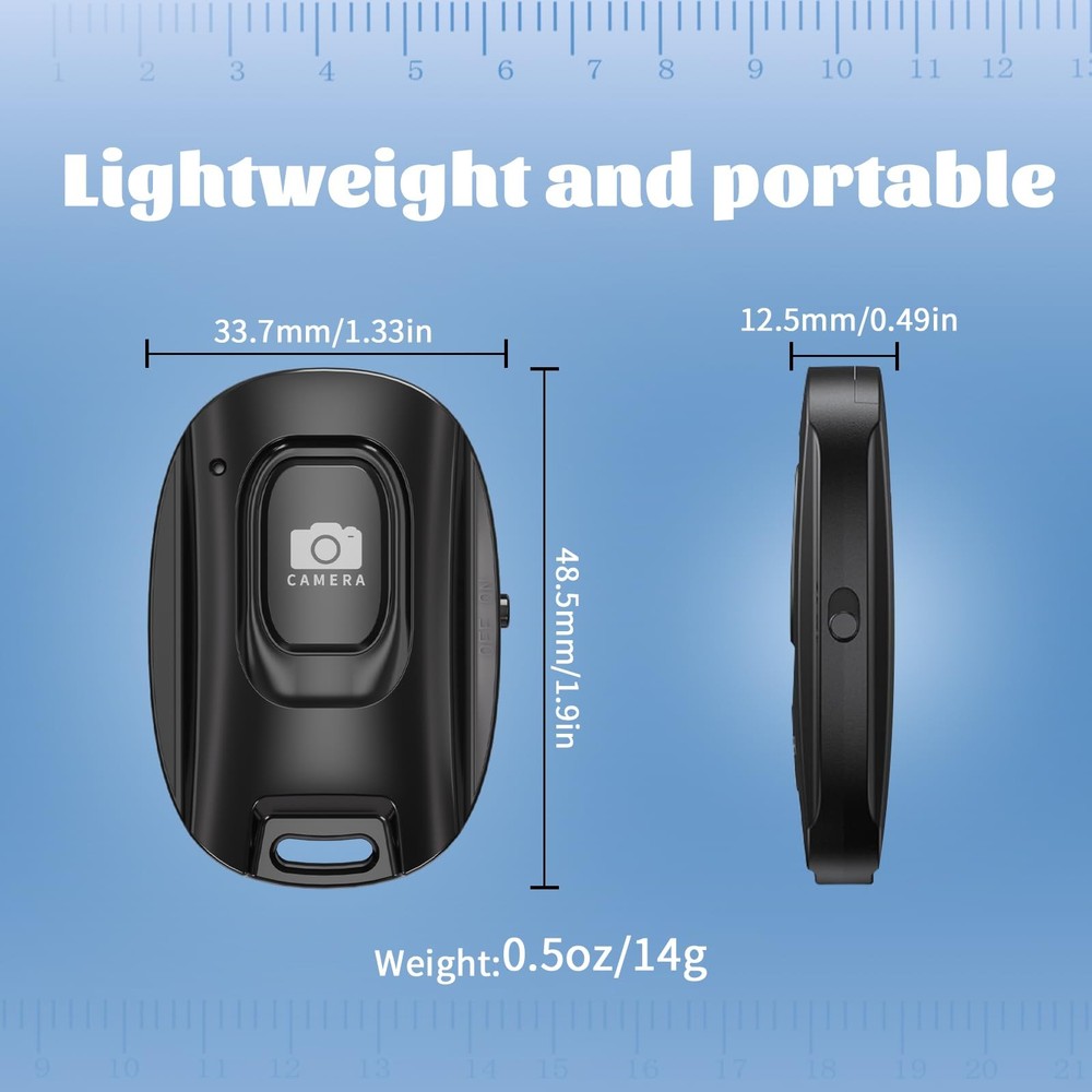 Rechargeable Wireles Camera Remote Bluetoth Selfi Shutter iPhone Android w/Strap