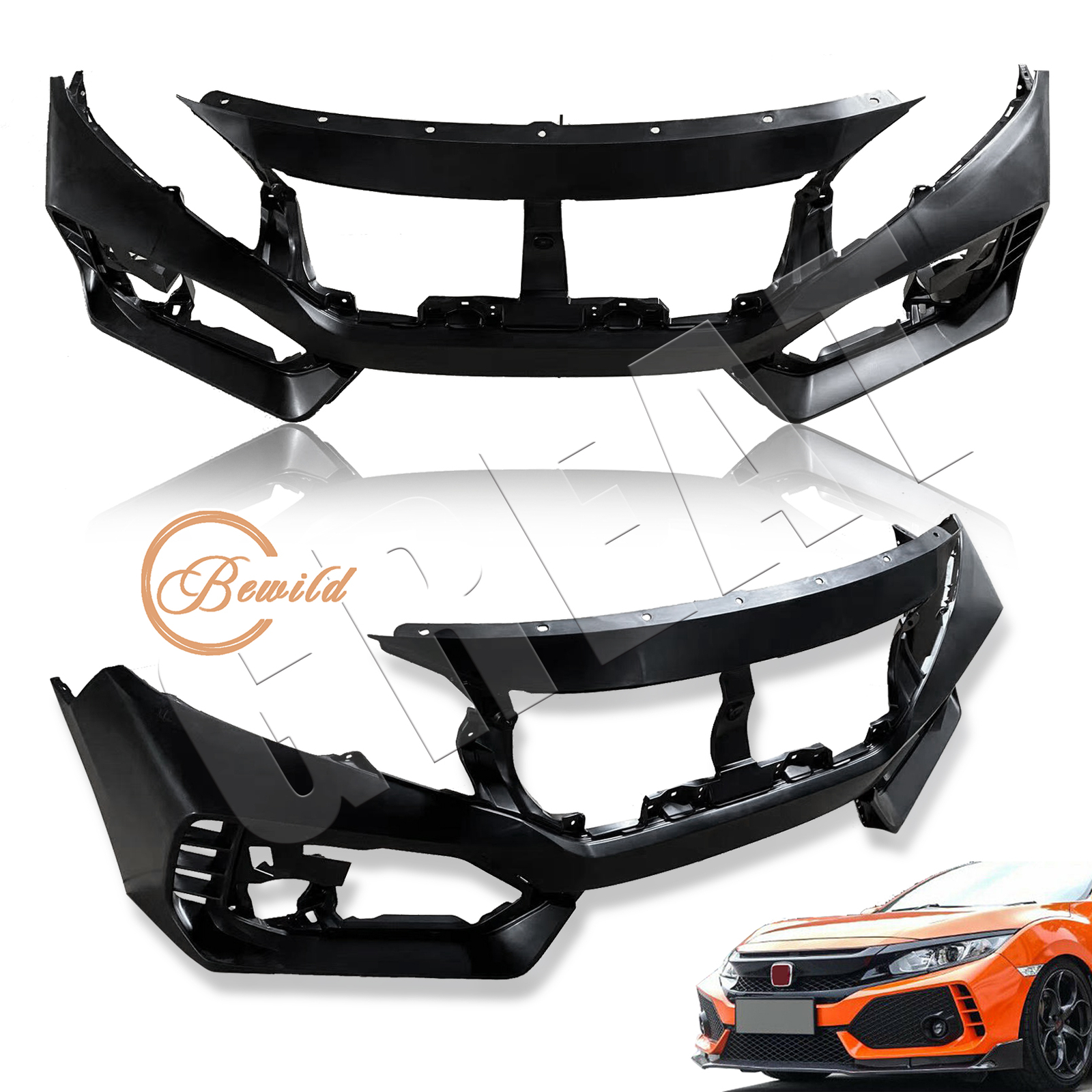 Retrofit Front Bumper Body Parts Kit For 2016-2018 Honda Civic 4-Door Sedan