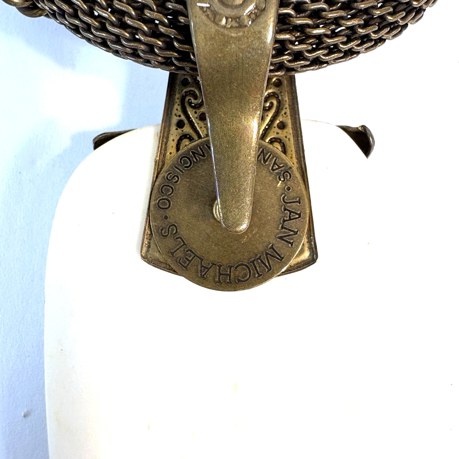 Jan Michaels Necklace Antiqued Brasstone Chunky Pendant Ethnic Boho Artisan