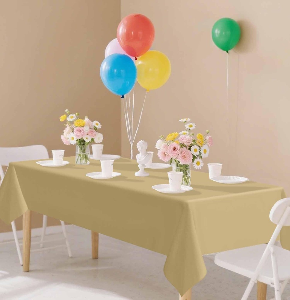 SietDESEO 2 Pack Gold Plastic Tablecloth 2 Pack,