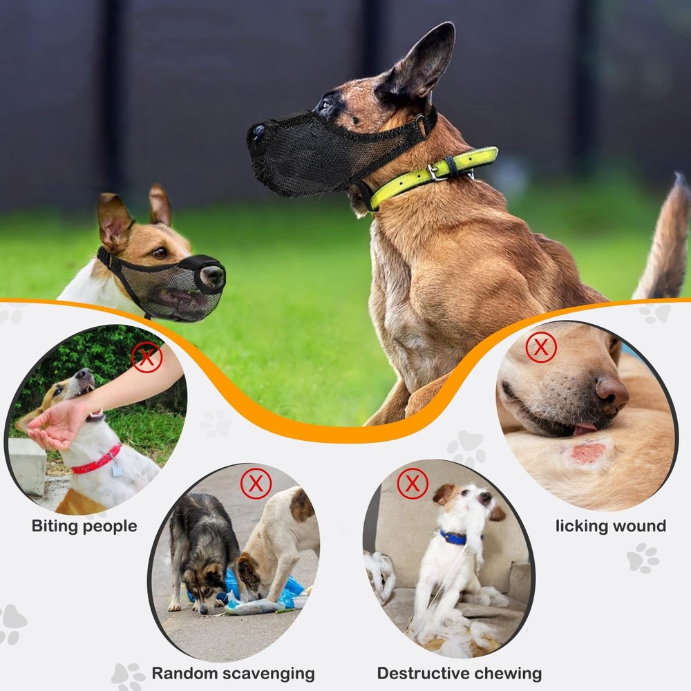Durable Dog Muzzle for Small, Medium & Large Dogs，Soft & Extra Large, Black