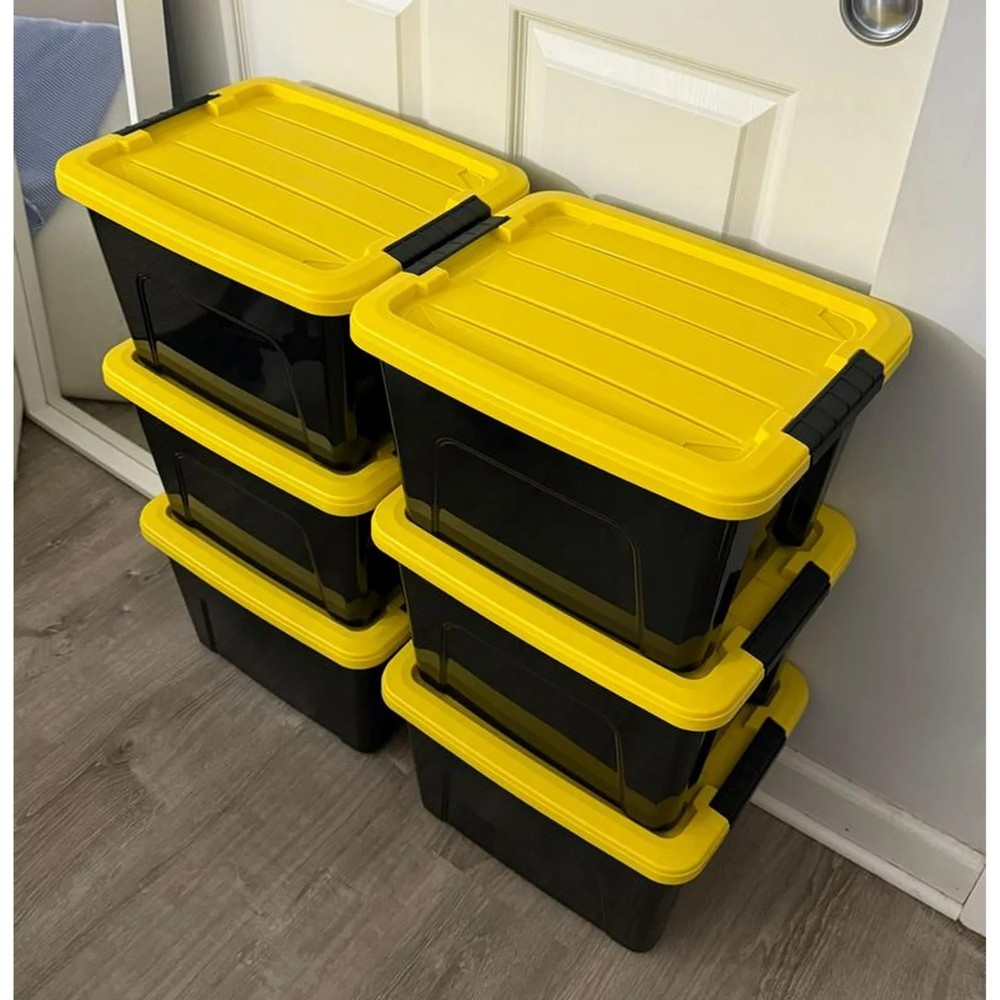 20 Qt Plastic Storage Bins with Lids, Stackable Storage Container, Totes, 6 Pack