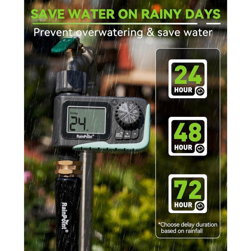 RAINPOINT Programmable Sprinkler Timer for Garden Hose Automatic Watering System