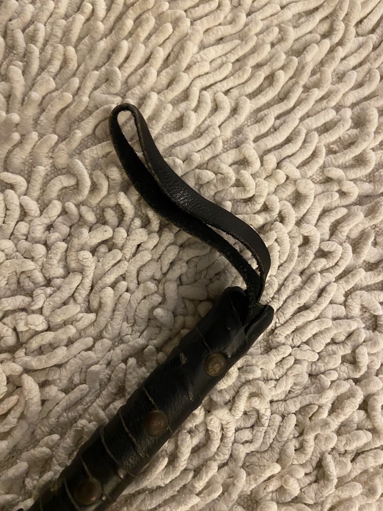 Vintage Black Leather Whip With Studs & Can Be Hung