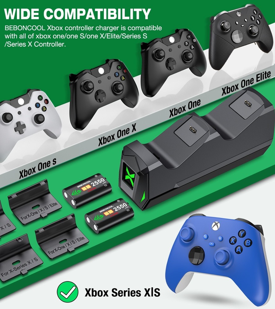 Rechargeable Battery Pack +Charging Dock Station For Xbox Series X/S Controller