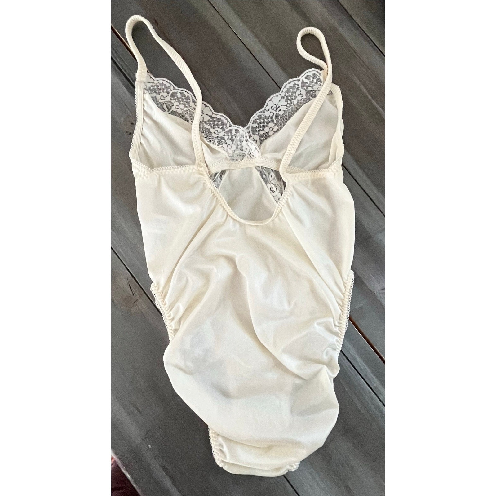 Vintage Lace Badysuit Womens Small Ivory Lingerie Bridal