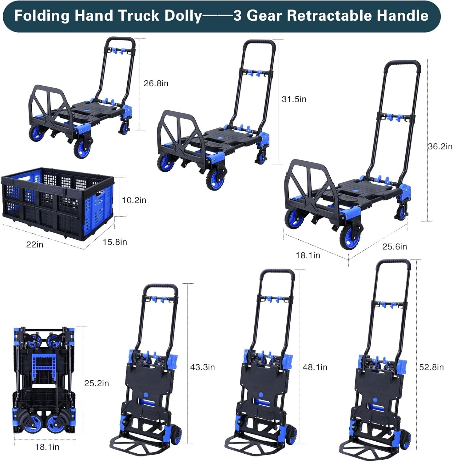 multi-functional Folding Hand Truck, Utility Dolly Platform Cart with a frame