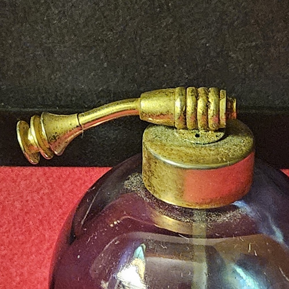 Vintage Perfume Atomizer Empty Peacock Blue Purple Bottle