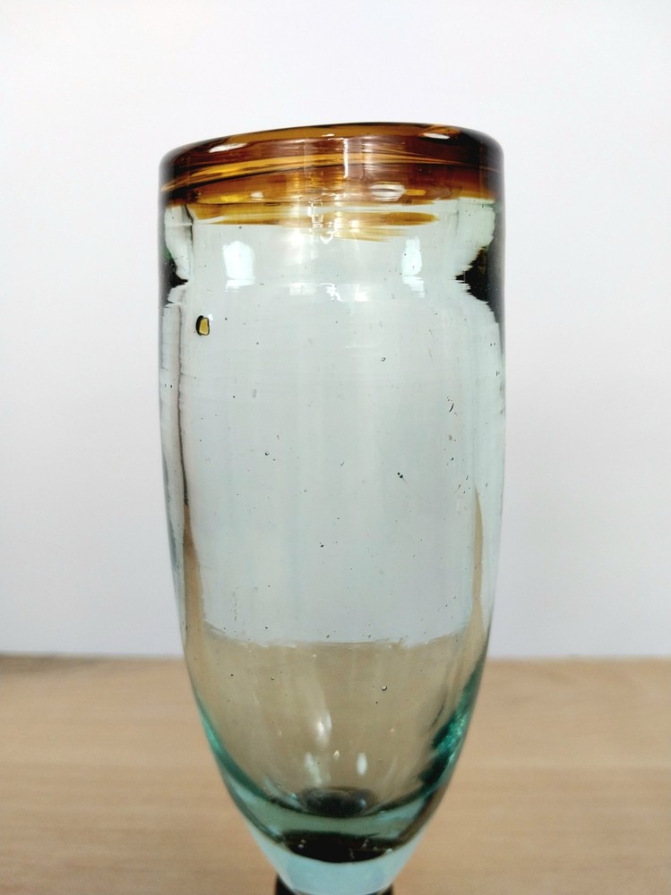 Rustic Hand-Blown Glass Champagne Flutes