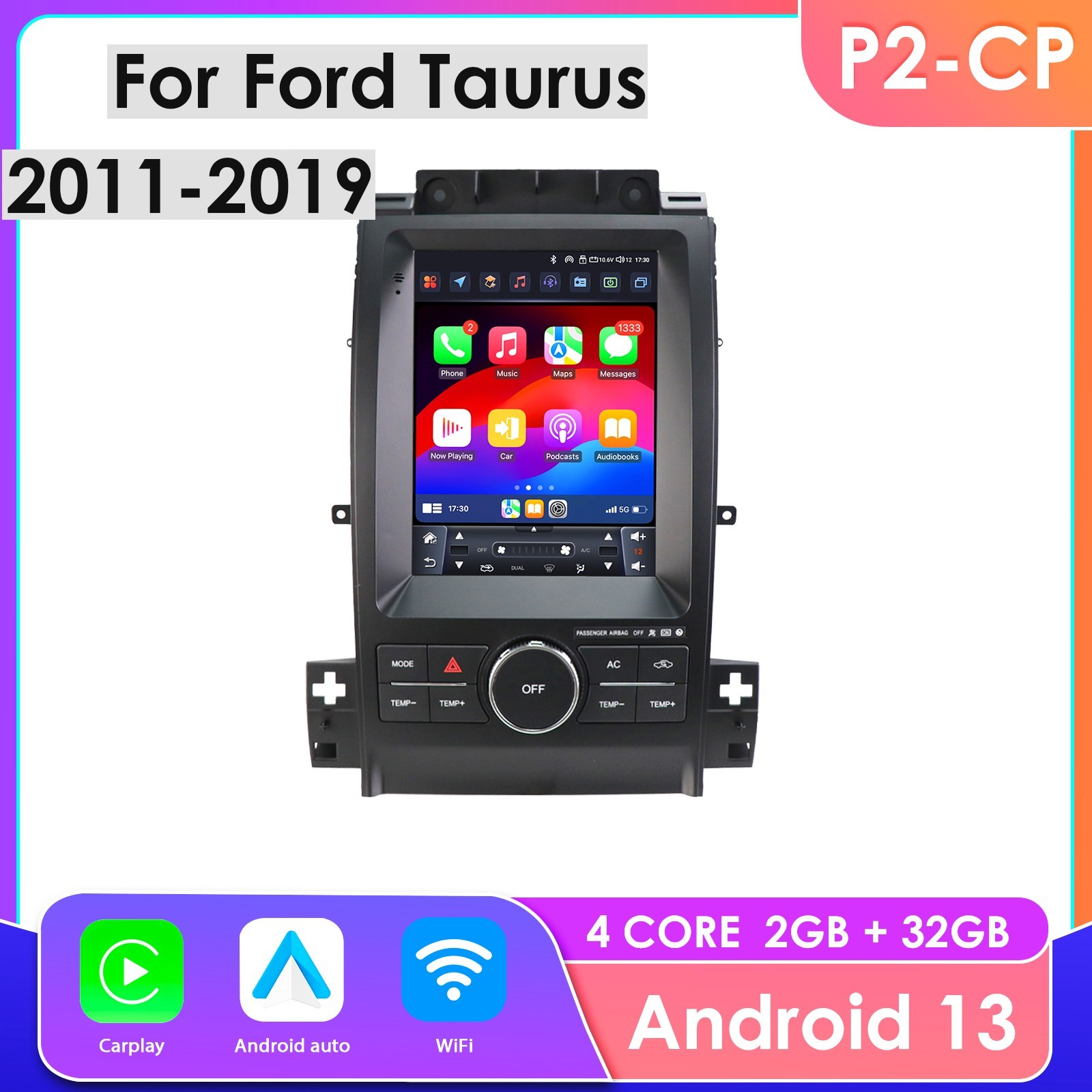 For Ford Taurus 2011-2019 Android 14 CarPlay Car Stereo Radio GPS 2G+32G FM RDS