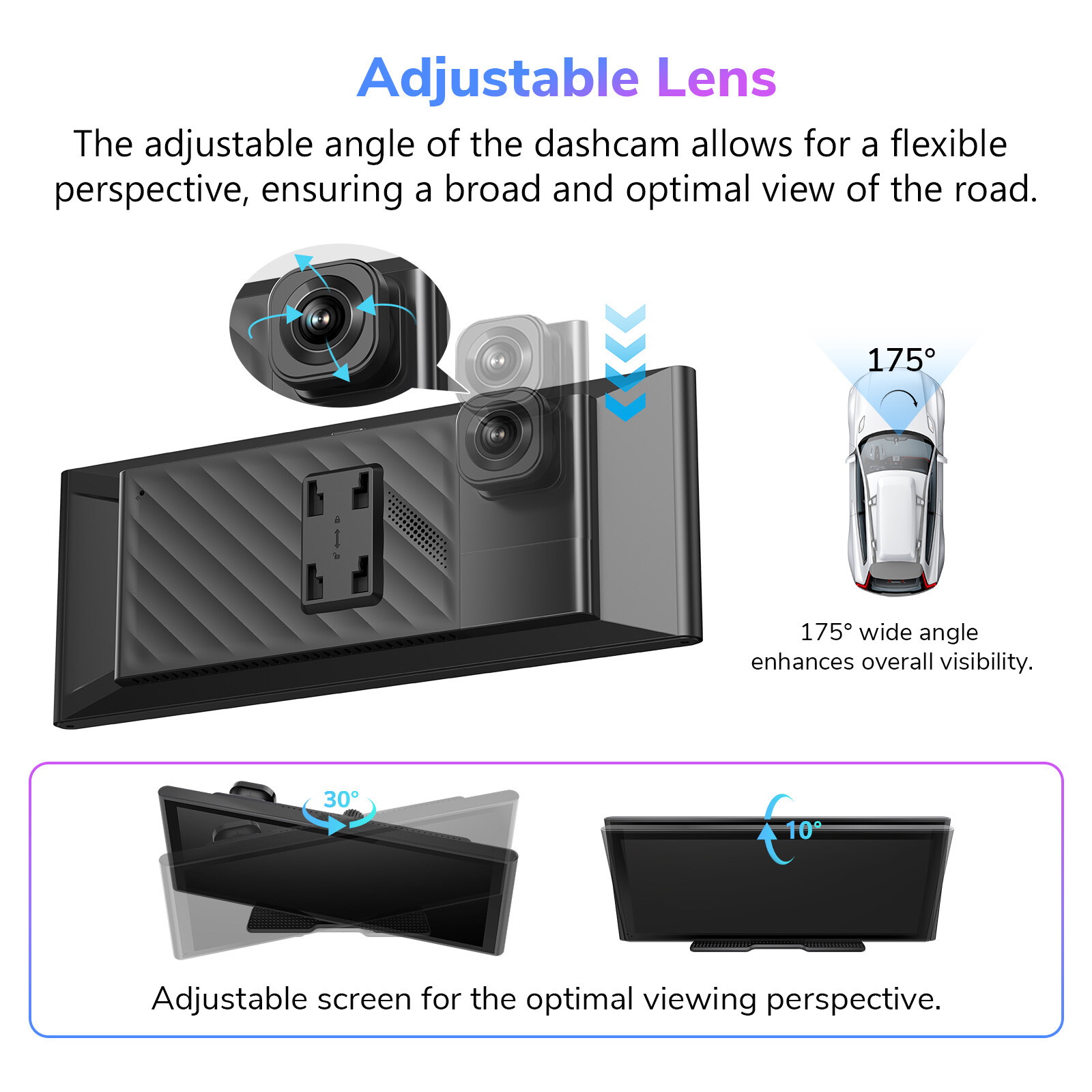 Portable 4K Dash Cam Car Stereo Radio Wireless Apple Carplay & Android Auto +Cam