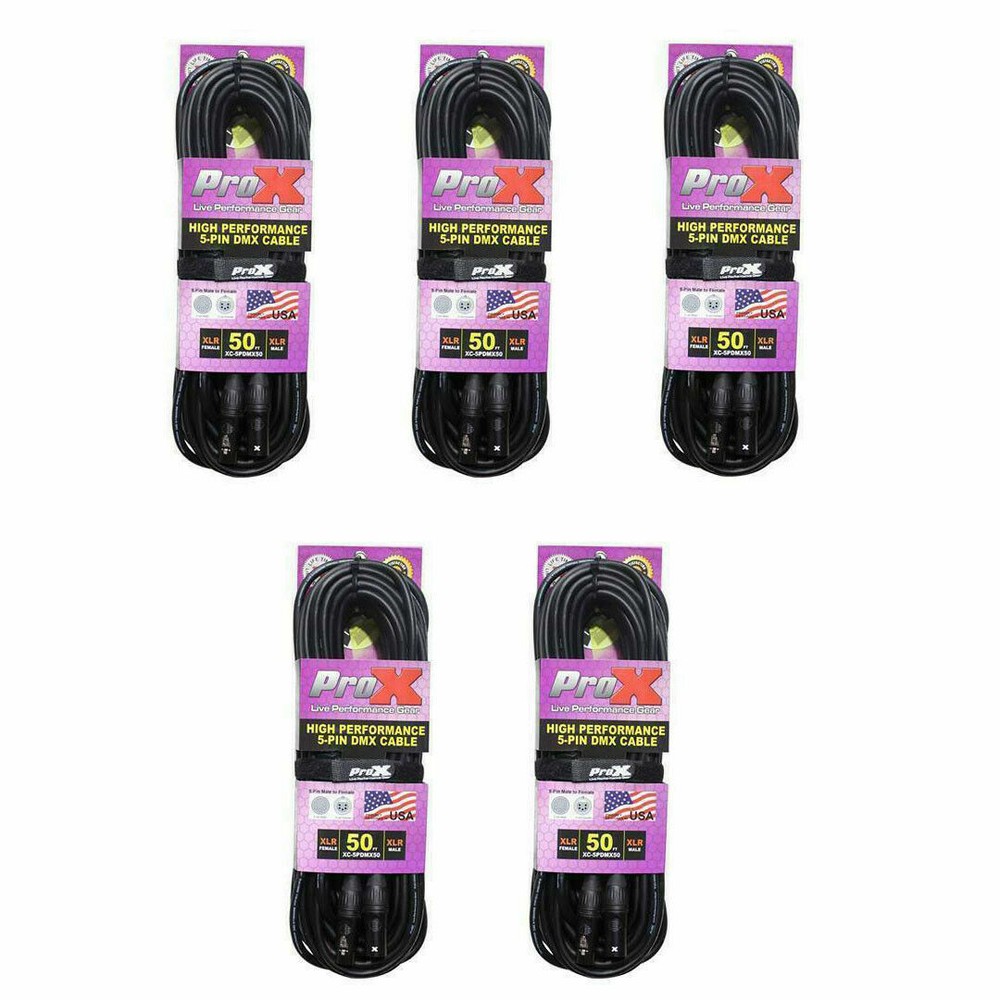 5 ProX 5 Pin High Performance Data Lighting DMX Cable 50 FT
