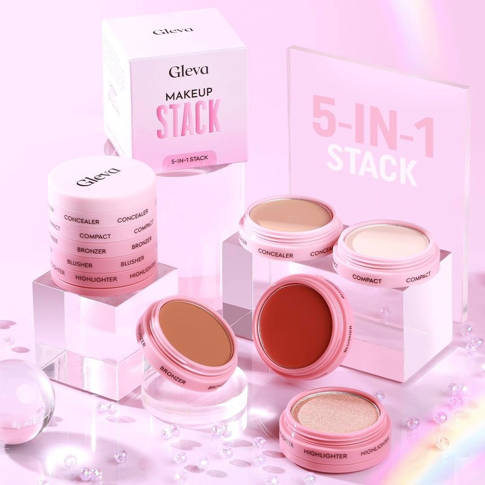 Gleva5In1 Makeup stack With Concealer, Bronzer, Blusher, Compact & Highlighter