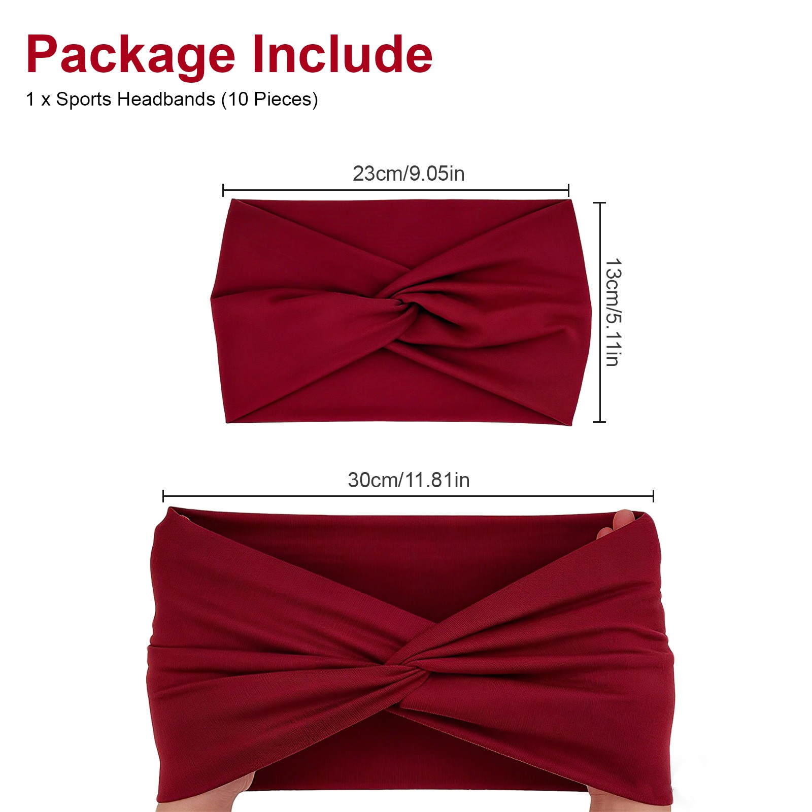 10 PCS Soft Elastic Headbands Unisex Wide Sports Hair Bands for Gym Running Yoga