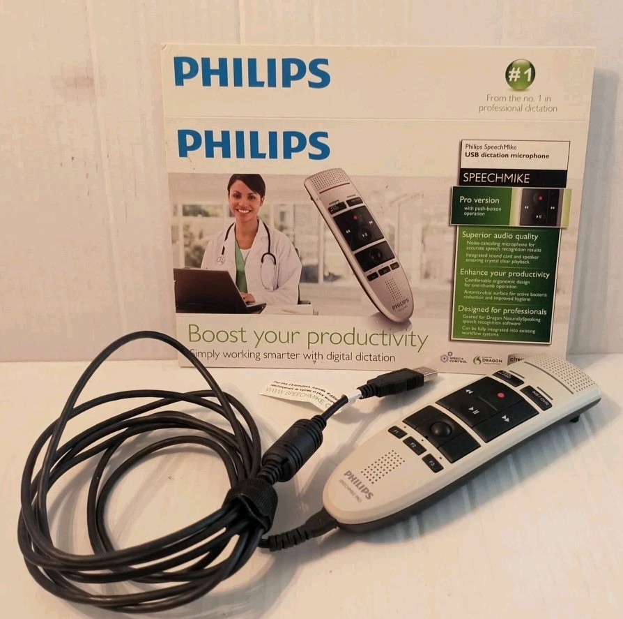 Philips SpeechMike Pro USB Dictation Microphone LFH3200/00 Tested Great