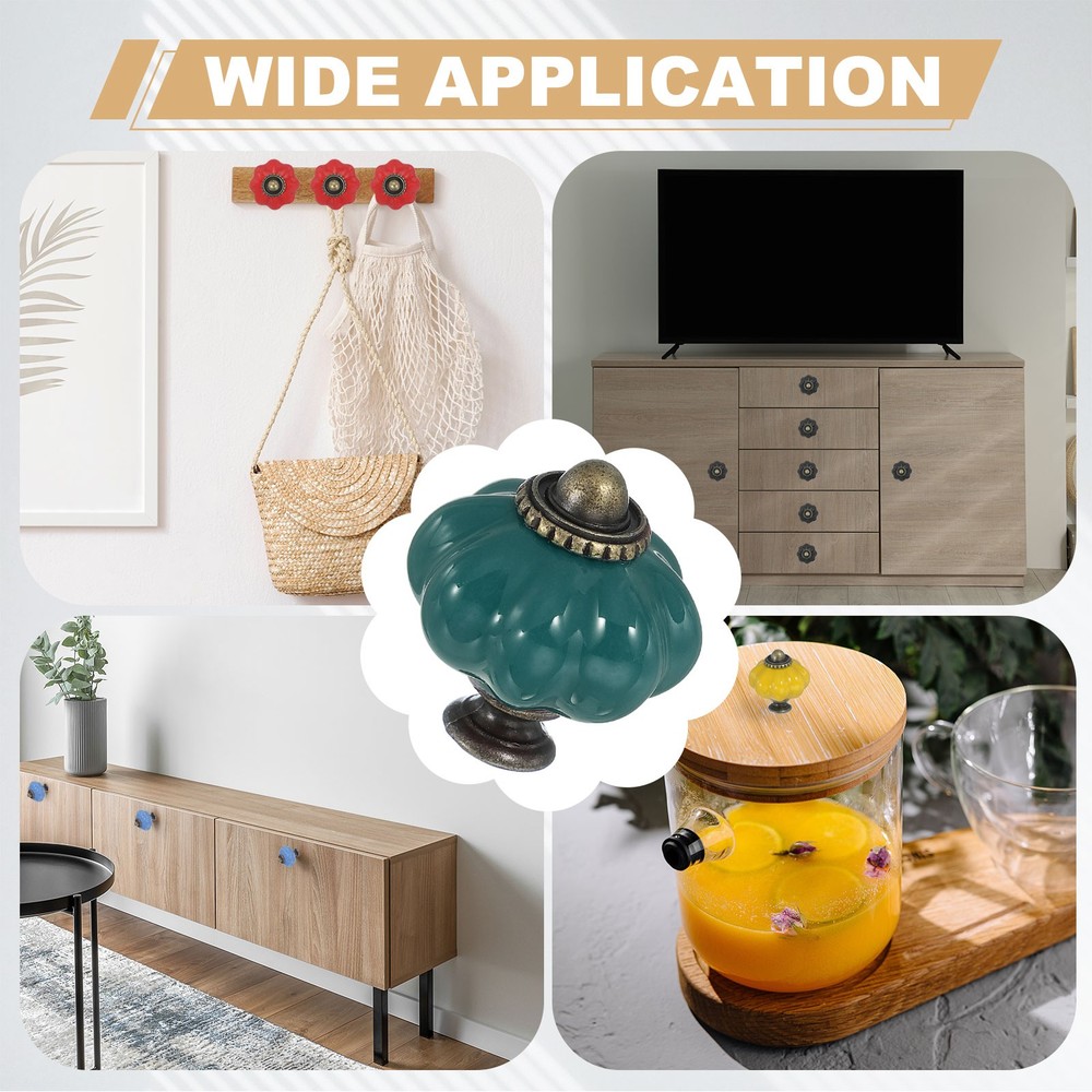 6 Packs Ceramic Knobs, Pumpkin Ceramic Cabinet Drawer Knobs, Navy Blue