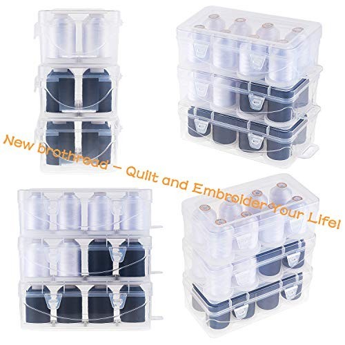 1000m Polyester Embroidery Thread Set - 8 Spools with Clear Storage Box for Quil