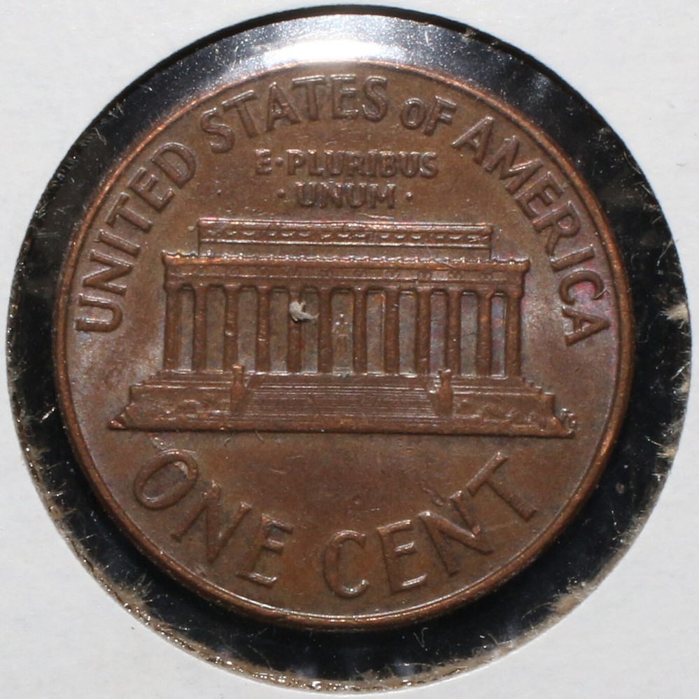 1964 Lincoln Memorial Cent REV Lamination Error "ONE" - 08963