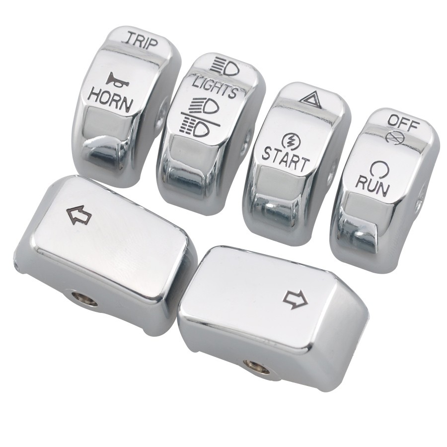 For Harley Softail Custom Deluxe 2011-2015 6pcs Hand Control Switch Caps Chrome