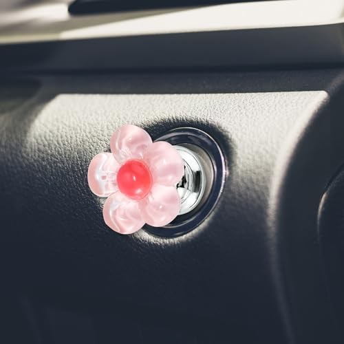 3pcs Car Push Start Button Cover, 3 Colors Flower Starter Covers Engine
