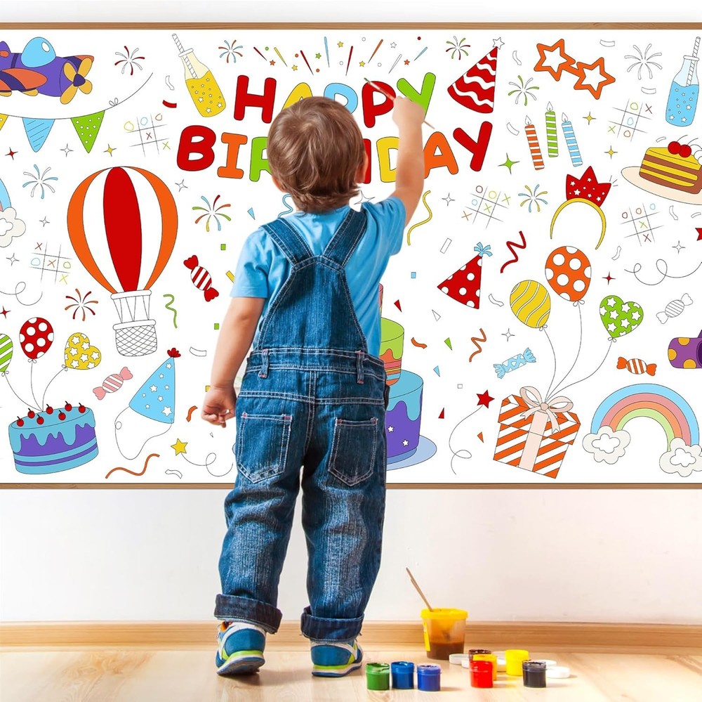 Childom 1 Pack Birthday 72" x 30" (Rectangular), Happy Coloring