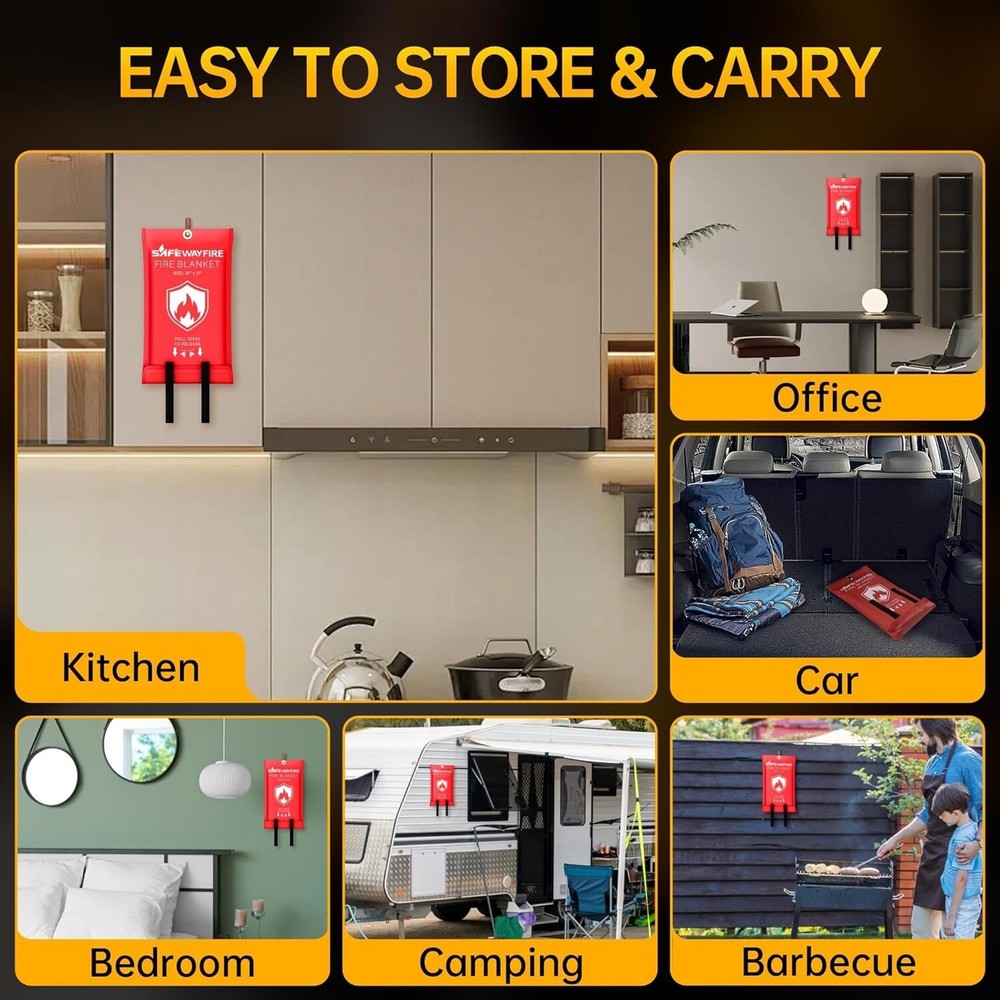 SAFEWAYFIRE Emergency Fire Blanket 6 Pack 47'' X 71'' Fire Suppression