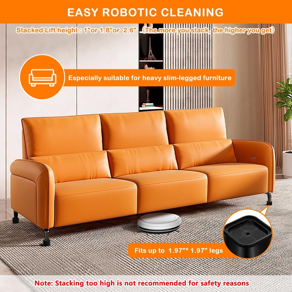 8 Pack Heavy Duty Bed Risers, Adjustable 1-3 Inch Stackable Lift for Desk Sofa