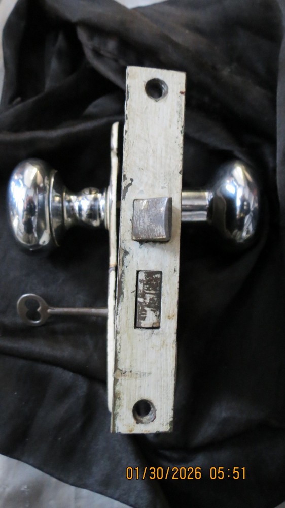 Antique Chrome Art Deco Mortise Lock Set