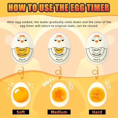 Egg Timer for Hard Boiled Eggs Soft Boiled Color Changing Indicator 1 Yellow