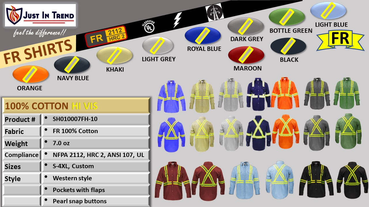 Flame Resistant FR High Visibility Lightweight Work Shirt
