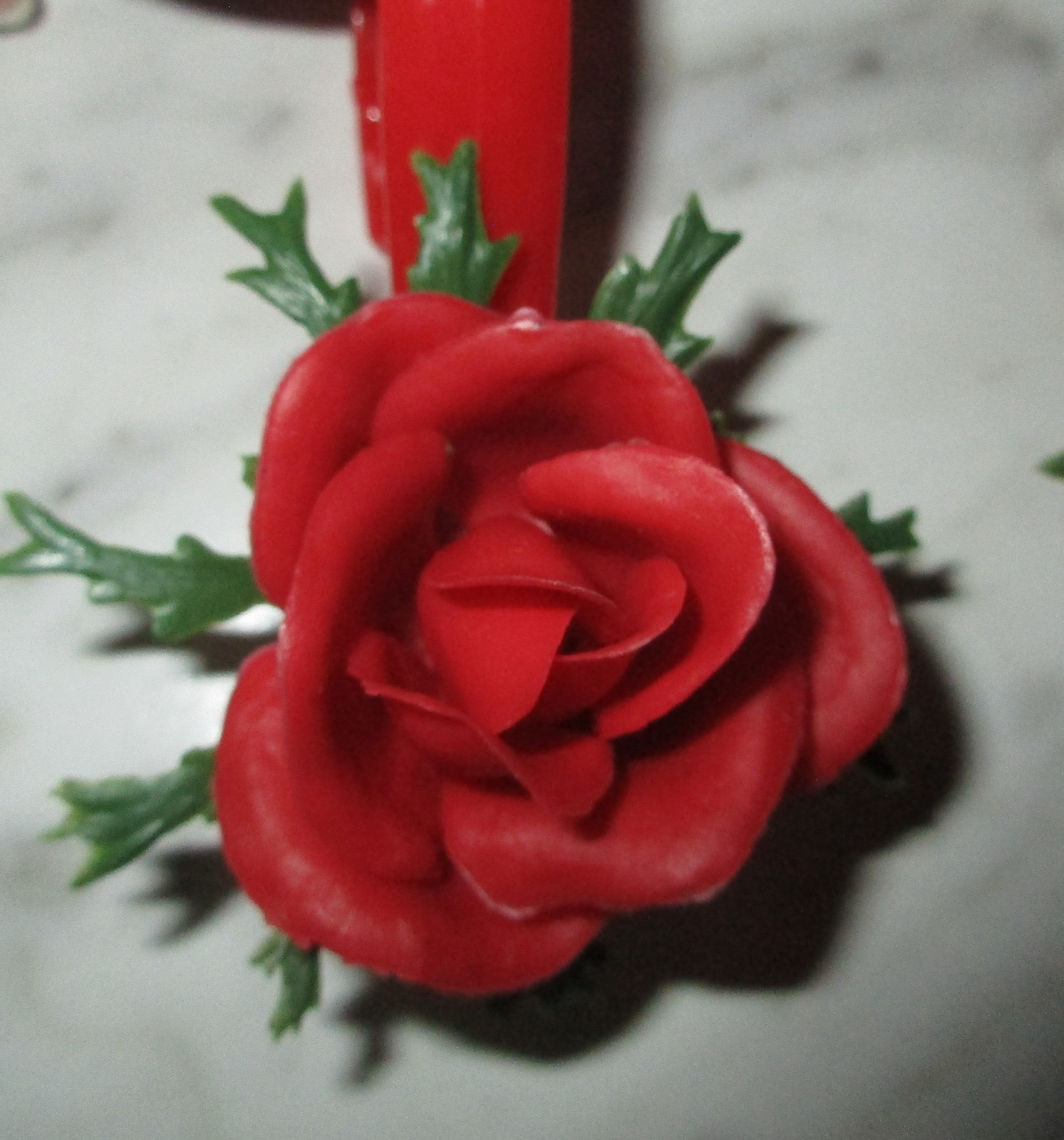 12 Vintage Plastic Shower Curtain Hooks w/ Red Roses