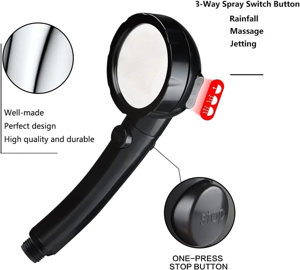 High Pressure Water Saving 3 Mode with ON/Off Pause Function Handheld Showerhead