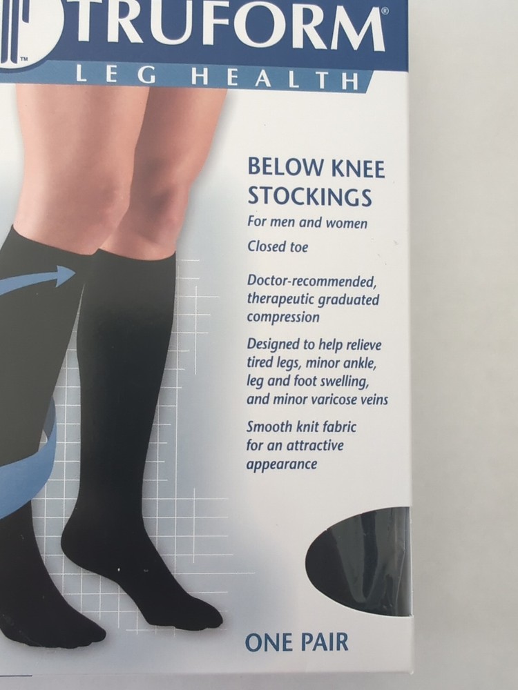 3 Pair TRUFORM 15-20 Below Knee Compression Stocking Black #9808BL-D Closed Toe