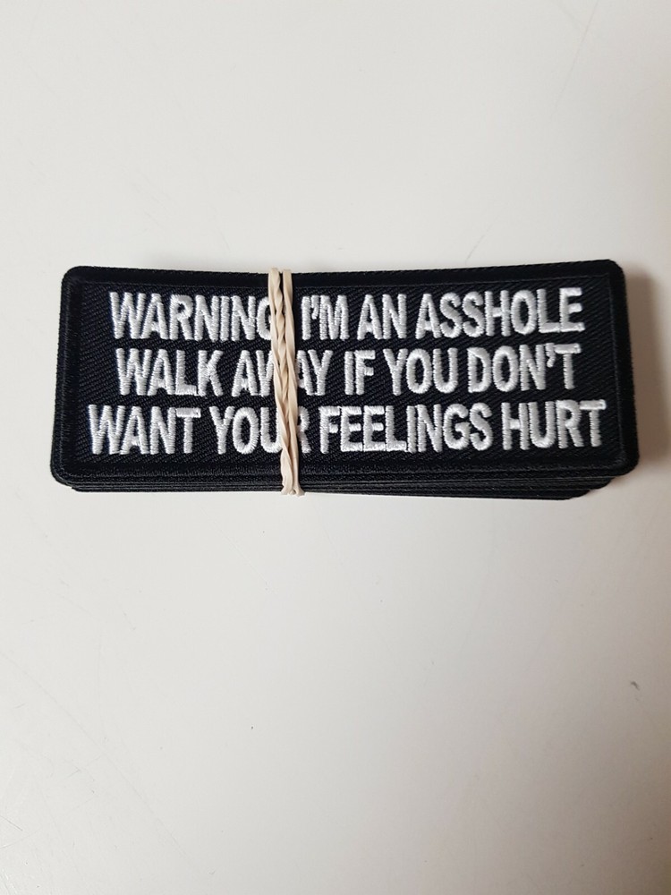 BIKER PATCH Funny Patch "WARNING I'M AN A$$HOLE" - 4x1.5 inch NEW