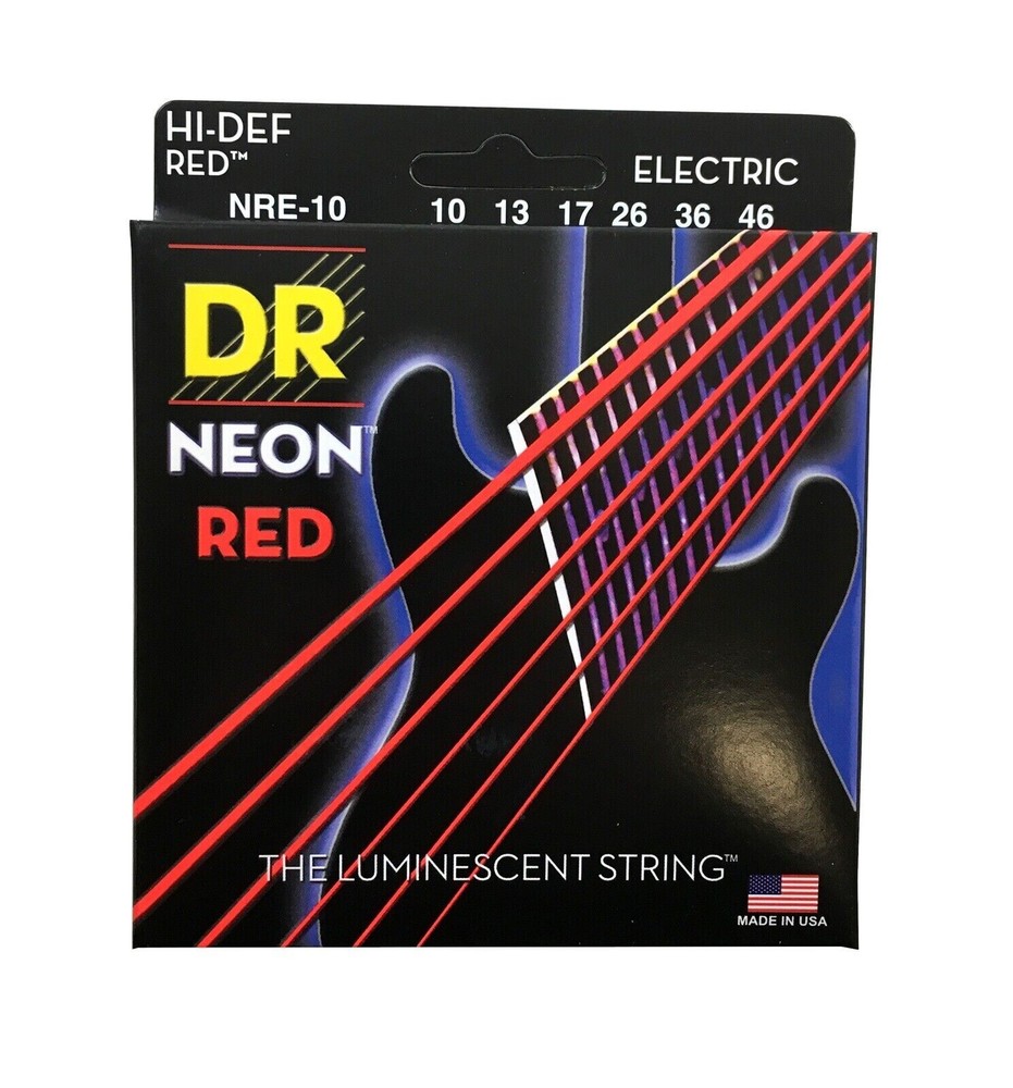 DR Strings Guitar Strings Electric Neon Red 10-46 Medium