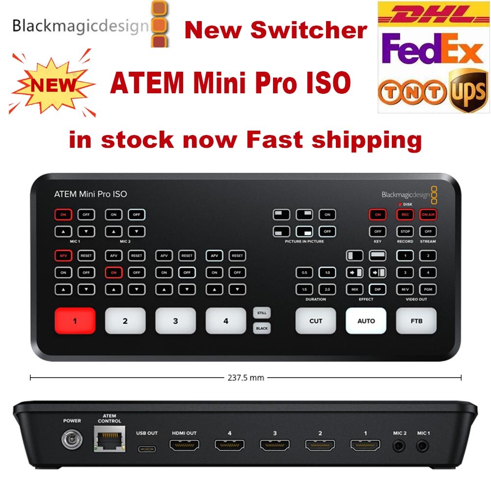 US Blackmagic Design ATEM Mini Pro ISO Live Stream Switcher Multi-view Recording