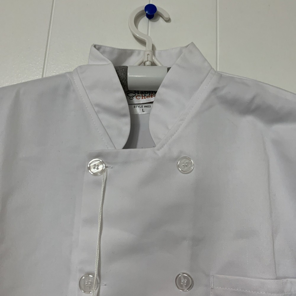 NWT Happy Chef Uniform Size Large Chef Coat White Style 403