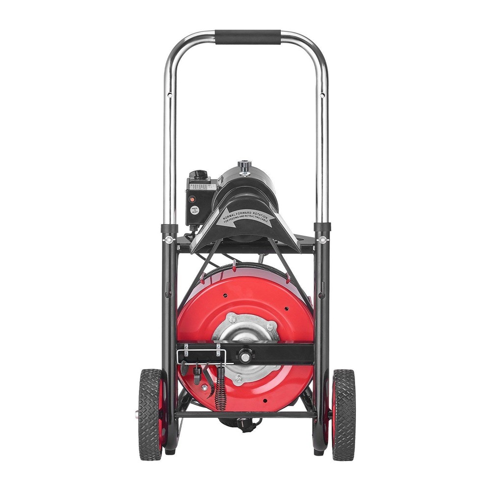 100FT Drain Cleaner Machine: Steel Cable, Foot Switch, Telescopic Handle