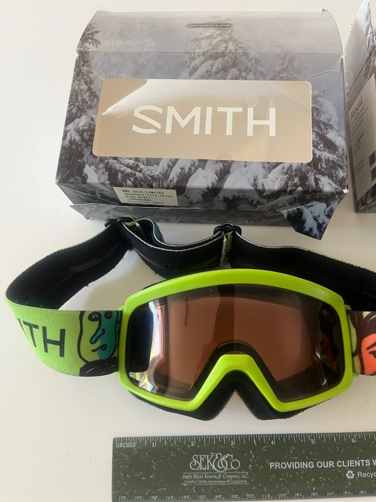 Two Smith Rascal Lime Green Youth Goggles RC36 Flash Faces in Boxes