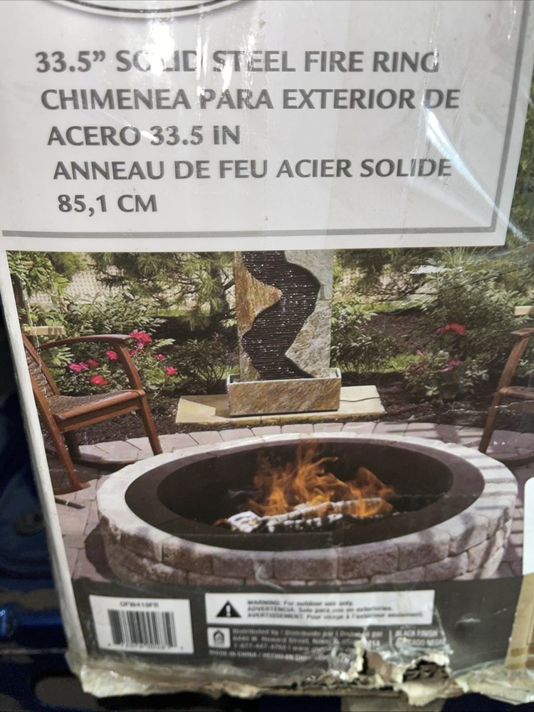 Pleasant Hearth OFW419FR Fire Ring - Black 33.5” Solid Steel Fire Ring