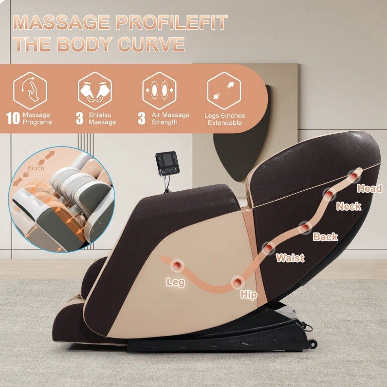 Advanabd 4D Full Body Massage Chair Zero Gravity Heat Bluetooth Beige