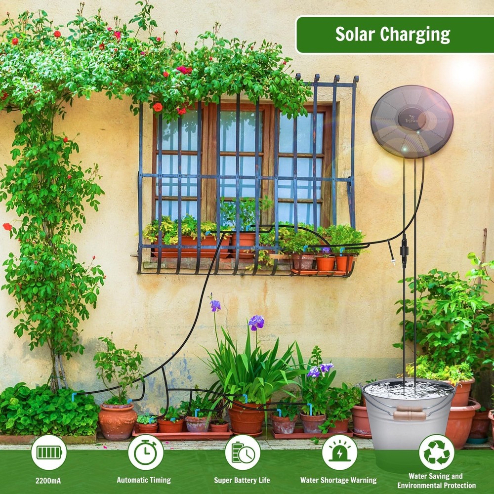 Solar Automatic Irrigation System , Drip Irrigation Kit for Outdoor/Indoor Decor