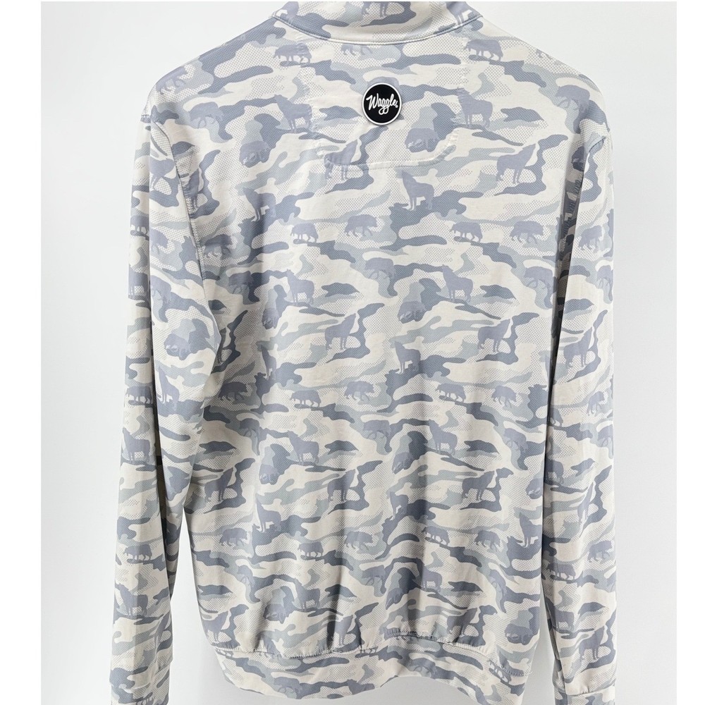 Waggle Golf Quarter Zip Pullover Mens Medium Grey White Wolf Camo Performance