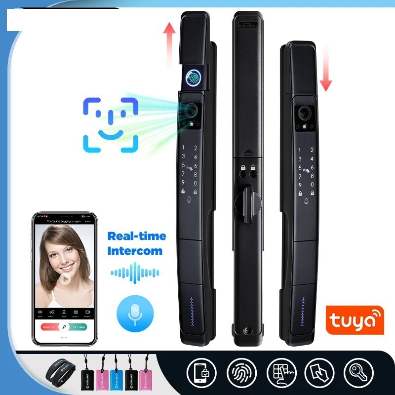 3D Face Recognition Tuya Wifi Smart Door Lock Visual Intercom Fingerprint