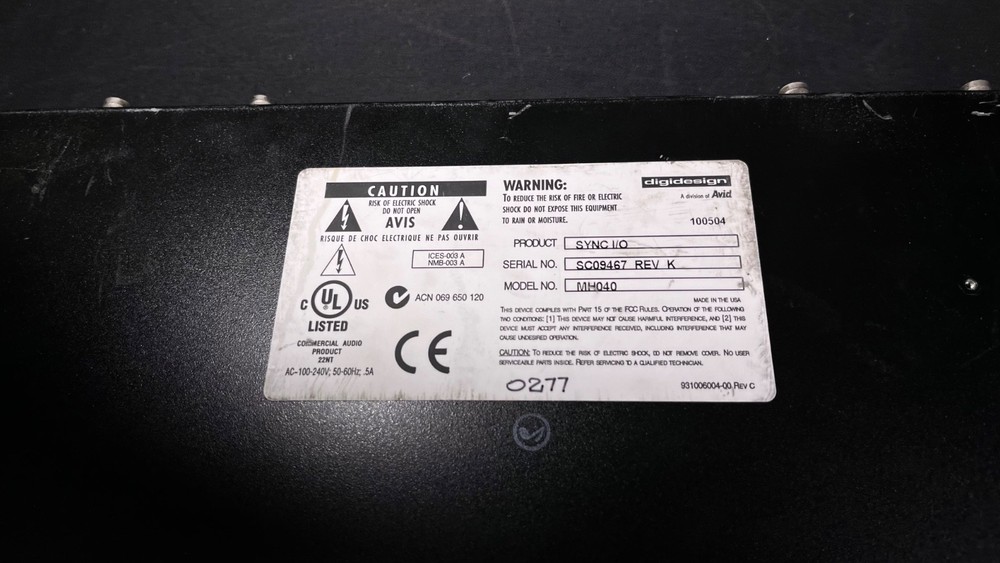 Avid Digidesign Sync I/O MH040 ProTools Audio Synchronizer