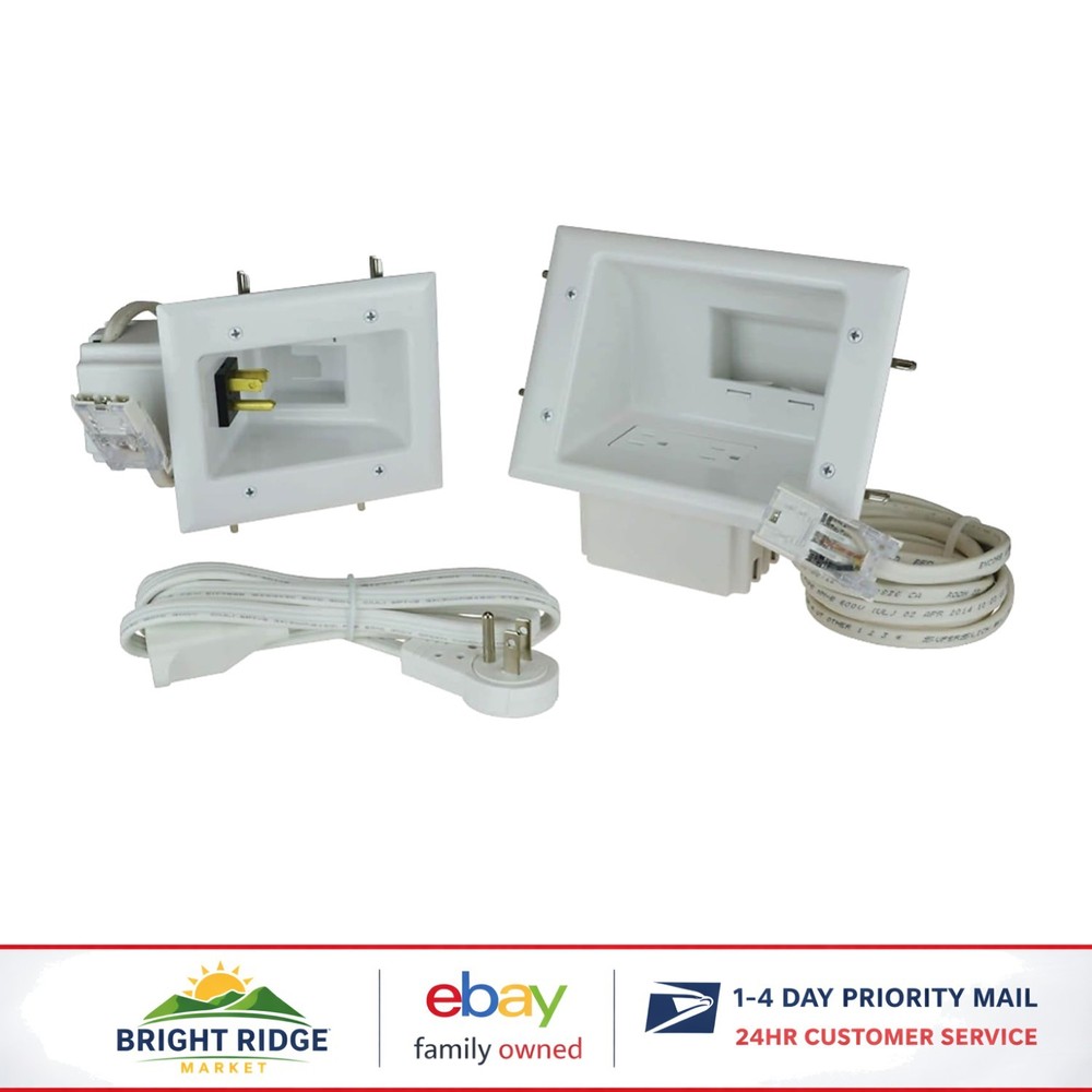 Flat Panel TV Organizer with Built-In Power Solution for Neat Cable Management