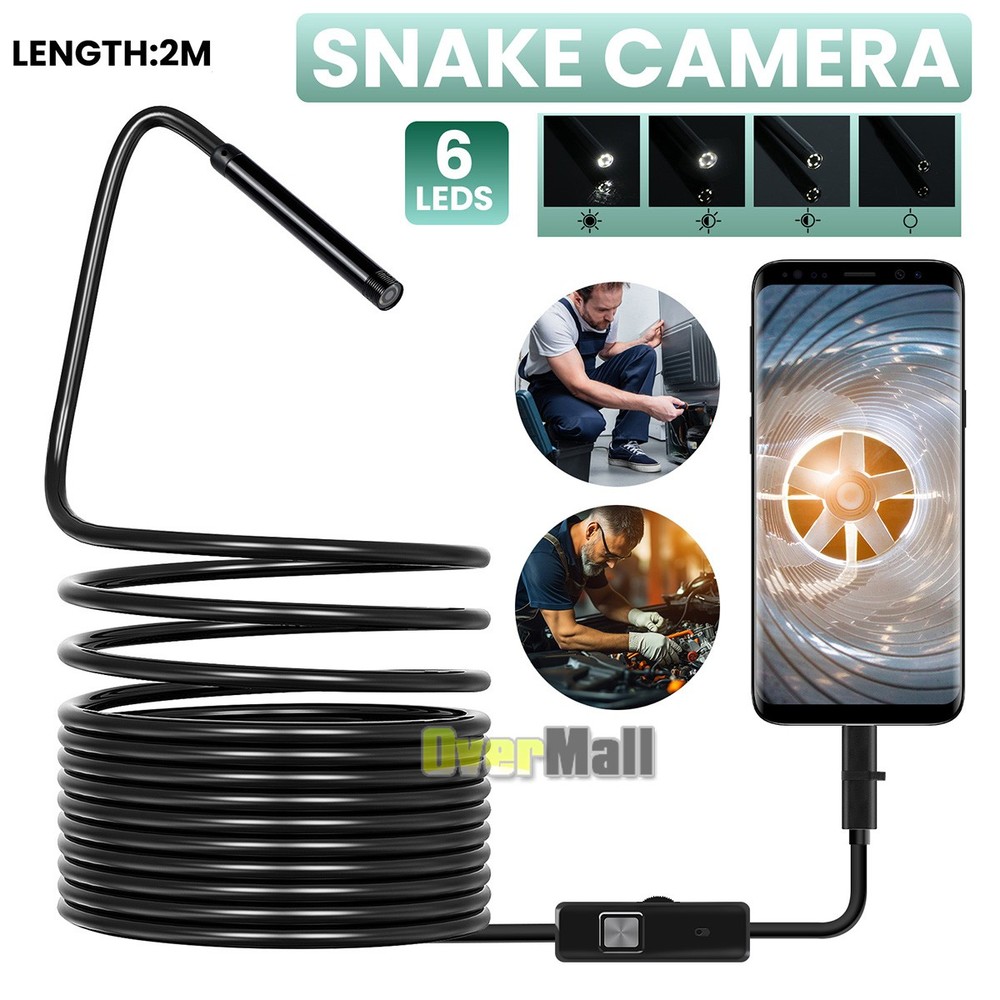 1920P 6LED USB Snake Endoscope Borescope HD Inspection Camera Scope For Android